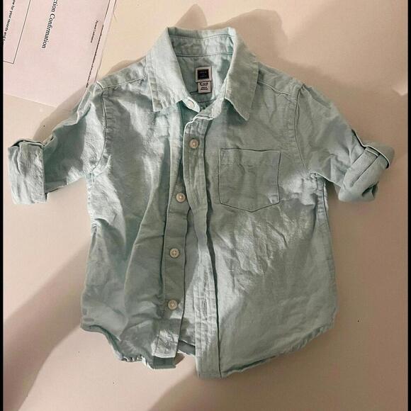 Janie and Jack Boys Blue Long Sleeve Button-Down Shirt - Picture 2 of 5